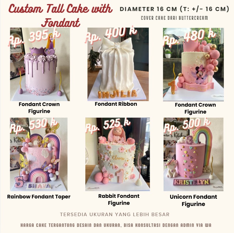 Tall Cake with Hiasan Fondant Toper