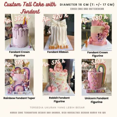 Buttercream Tall Cake dgn Hiasan Fondant