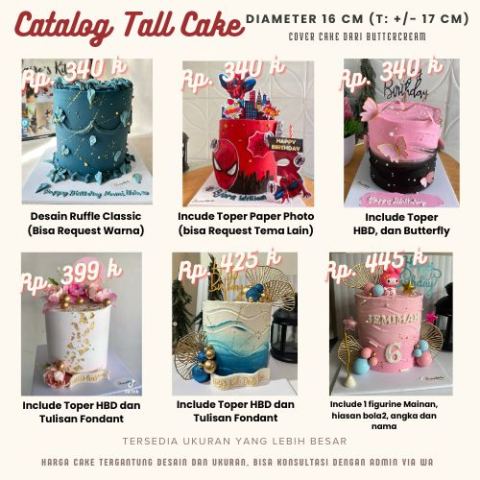 Buttercream Tall Cake Hiasan non Fondant